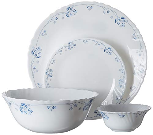 Cello Imperial Dinner Set, 13-Units, White/Dainty Blue
