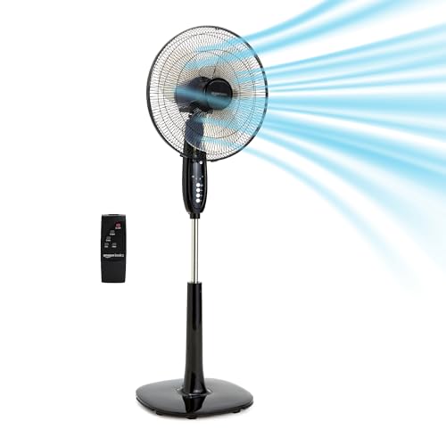 Amazon Basics 16 in Pedestal Fan with Remote Adjustable Height 3 Speed