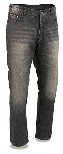Milwaukee Leather MDM5001 Men's Metro Black CE Armored Motorcycle Riding Denim Jeans Reinforced w/Aramid Fibers - 36