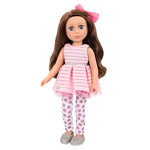 Glitter Girls – 14-Inch Fashion Doll – Brown Hair & Blue Eyes – Pink Dress, Glittery Shoes & Hairbow – Dolls for Girls 3+ Years – Bluebell