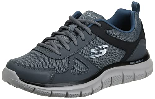 (-29%) Skechers Herren Track Scloric Running Shoes, Gray Leather Mesh Pu Navy Trim, 44 EU