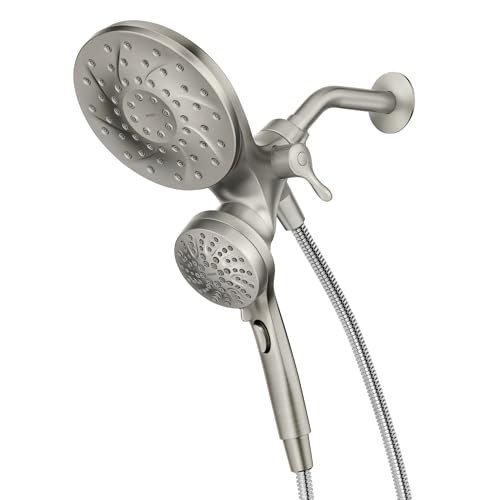 Moen Engage Spot Resist Brushed Nickel Magnetix 2-in-1 Combo Rain Showerhead with Detachable Handheld Shower Spray, Featuring Magnetic Docking System, 26009SRN