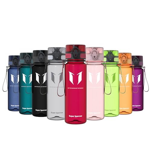 Super Sparrow Sports Water Bottle - 500ml - Non-Toxic BPA Free & Eco-Friendly Tritan Co-Polyester Plastic - For Running, Gym, Yoga, Outdoors and Camping
