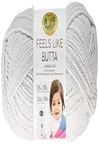 Lion Brand Yarn Feels Like Butta Yarn, Velvety-Soft Yarn for Crocheting and Knitting, 1 Pack, Pale Grey