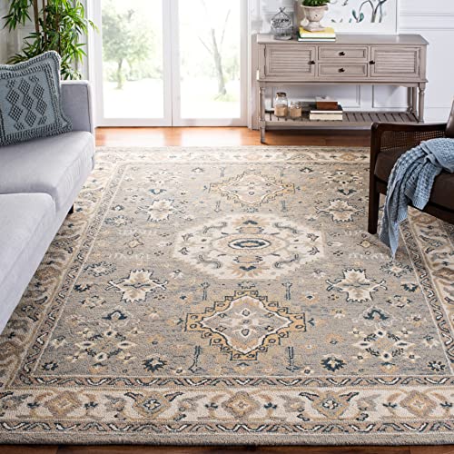 SAFAVIEH Area Rug 8x10 - Aspen Collection - Large - Moss & Ivory, Handmade Wool, Traditional Design, Ideal for Living Room, Bedroom, Office, Dining Space (APN601W)