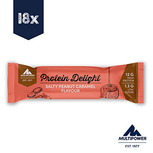 (-27%) Multipower Protein Delight Eiweißriegel – 18 x 35 g Protein Riegel Box (630 g) – Leckerer Energieriegel – Salty Peanut Caramel