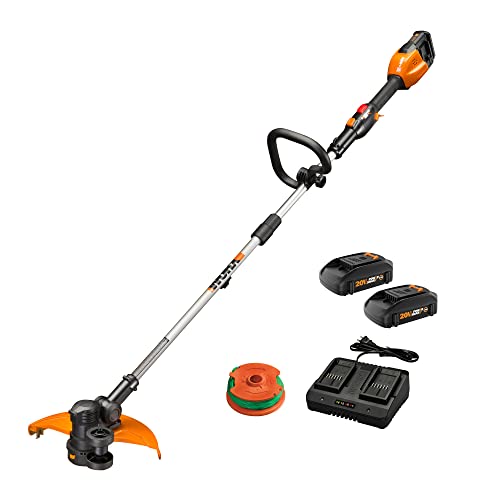 Worx String Trimmer Cordless, Edger 40V Power Share Weed Trimmer 13" (2 Batteries &amp; Charger Included) WG184Wor