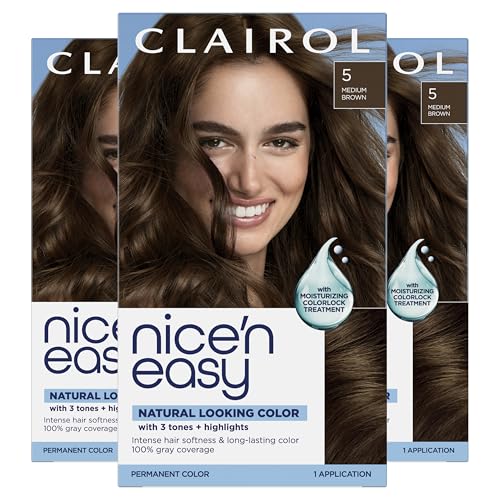 Nicen Easy Permanent Hair Dye 5 Medium Brown Or 100percent Gray