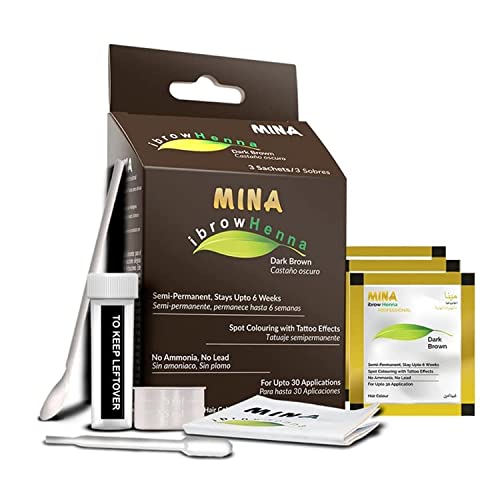 MinaiBrow Dark Brown Tint Kit | Natural Spot Coloring Brow Powder, Water & Smudge Proof Instant Brow Dye, 100% Gray Coverage, 30 Applications, Ammonia &, Vegan, Cruelty Free, Plant-Based