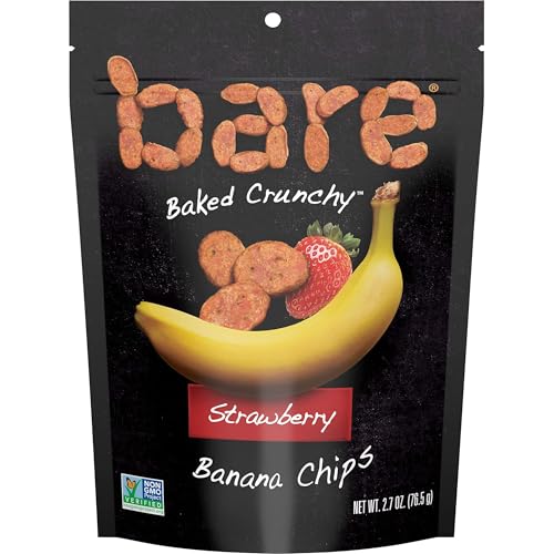 Bare Baked Crunchy Banana Chips, Strawberry, Gluten Free, 2.7 Ounce Bag, 6 Count (Pack of 1)