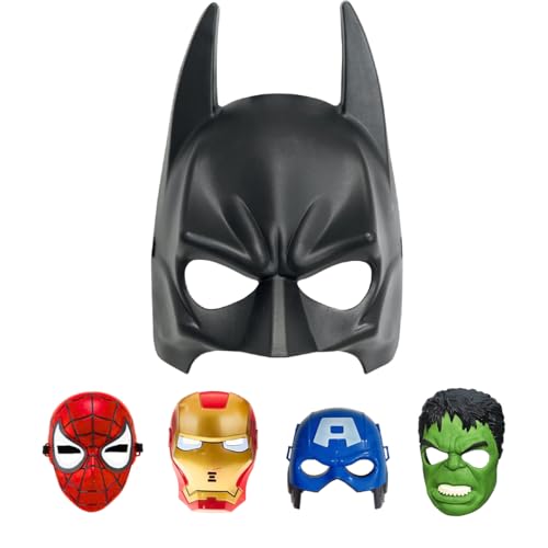 Wanna Party Superhero Half Face Mask for Halloween Masquerade, Standard (Black)