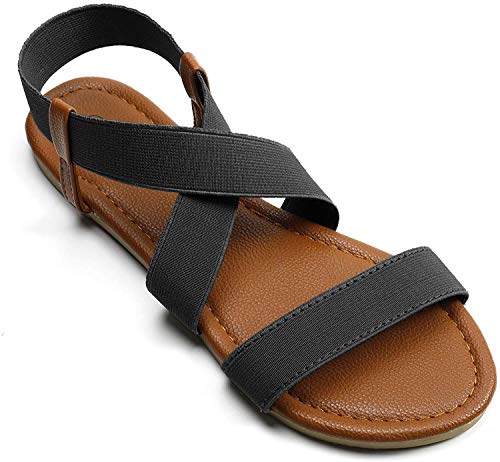 black elastic sandals