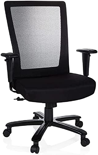 hjh OFFICE 738010 Bürostuhl XXL Extender Netzstoff, Schreibtischstuhl für schwere Personen, höhenverstellbar, Schwarz