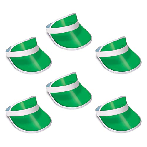 Beistle S60313-GAZ6 Clear Plastic Dealer's Visors (6 Piece), White/Green