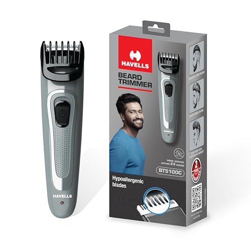Havells Bt5100C Rechargeable Beard Trimmer with Hypoallergenic Blades; Zero Trim with 0.5 Mm Precision;Upto 17Mm Length Setting for All Styles; 45 Min