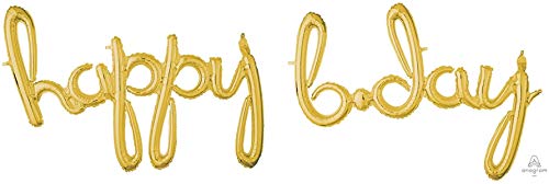 Amscan 3793711 Script Phrase: Happy Birthday Gold, 27" x 29"
