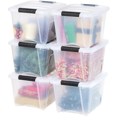 IRIS USA 19 QT Plastic Storage Box with Lid and Latches - 6 Pack - BPA-Free, See-Through Organizing Solution, Durable Ne