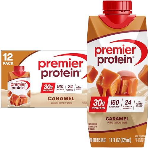 Premier Protein Shake, Caramel, 30g Protein, 1g Sugar, 24 Nutrients & Minerals to Support Immune Health, 11 Fl oz, Pack of 12