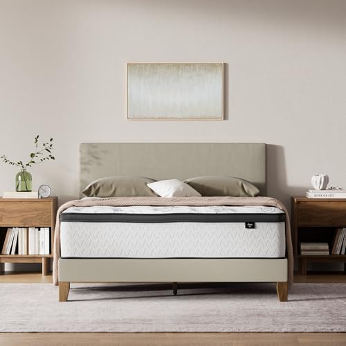 Signature Design by Ashley King Size Chime 12 Inch Medium Firm Hybrid Mattress with Cooling Gel Memory Foam for Pressure Relief, Fiberglass Free, Mattress In A Box
