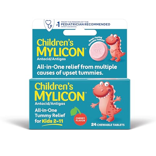 MYLICON Children's Tummy Relief for Kids, 24 Cherry Flavored Chewable Tablets