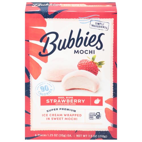 BUBBIES MOCHI Strawberry Mochi Ice Cream, 7.5 OZ