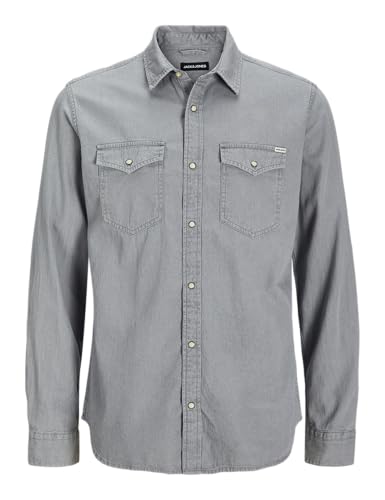 (-40%) JACK & JONES Herren Jjesheridan Shirt L/S Jeanshemd, Light Grey Denim, XL EU