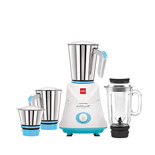 Cello Grind Nmix Elite Mixer Grinder, 500W, 3 Stainless Steel Jar and 1 Juicer Jar (Blue)