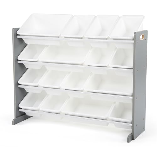 Humble Crew Supersized Toy Storage Organizer with 16 Removable Bins, Grey/White – Large Toy Storage for Toddlers Ideal for Kids' Rooms, Playrooms, and Nurseries - Modern Toy Bins for Kids