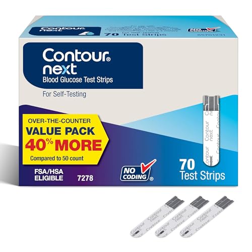 Contour Next Blood Glucose Test Strips for Diabetes – 70 Count (1 Pack) - Accurate, No Coding, Second-Chance Sampling, Compatible with All Contour Next Meters for Easy Blood Sugar Testing