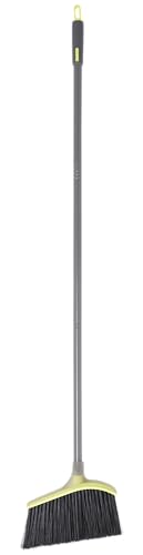 Casabella Wayclean Wide Angle Broom, Gray, Angled Head with Densely Packed Bristles, Perfect for Kitchen RV Camper and Home Cleaning