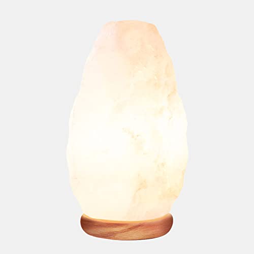 Himalayan Glow White Salt Crystal Lamp, Natural Salt Night Light, Hand Crafted Salt Lamps with Neem Wooden Base, Salts Lamp Bulb,(ETL Certified) Dimmer Switch | 5-7 LBS