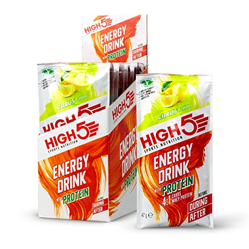 HIGH5 Energy Drink with Protein 4:1 Carbohydrate Blend, Electrolytes for Endurance Hydration & Performance, Cycling Running Fuel, Citrus Flavour, Sachets 12 x 47g