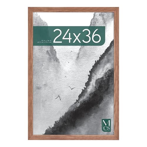 MCS Museum Poster Frame 24x36 Medium Oak, Vertical & Horizontal Wall Hanging Large Picture Frame for Photos, Posters & Art Prints (1-Pack)