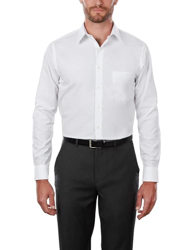 Van Heusen Men's Tall Fit Dress Shirts Poplin, White, 20" Neck 37"-38" Sleeve (4X-Large)