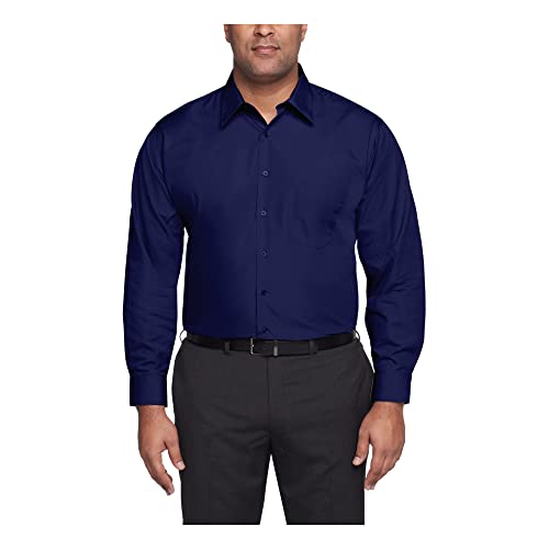 Van Heusen Men's Fit Dress Shirt Poplin Solid (Big and Tall), Persian Blue, 19" Neck 34"-35" Sleeve