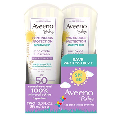 Aveeno Baby Continuous Protection Mineral Sunscreen SPF 50 Gentle Formula A soothing formula that