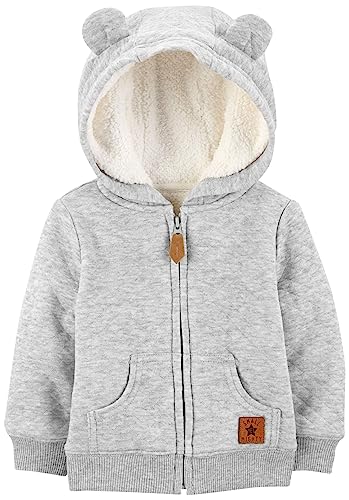 Simple Joys by Carter's Baby Hooded Sweater Jacket with Sherpa Lining, Grey, 6-9 Months