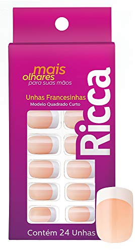 Unhas Francesinha Ricca Rosa Branco
