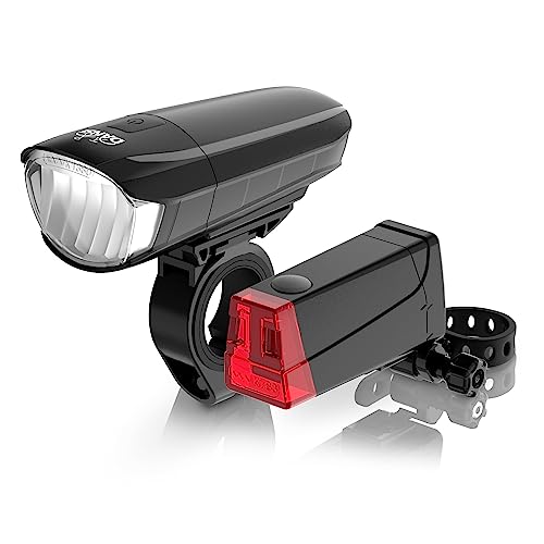 DANSI LED Licht Set - StVZO goedgekeurde fietslamp met 30 & 15 Lux | LED fietslamp voor+achter |Automatische lichtinstelling & Toolless bevestiging| Regenbestendig