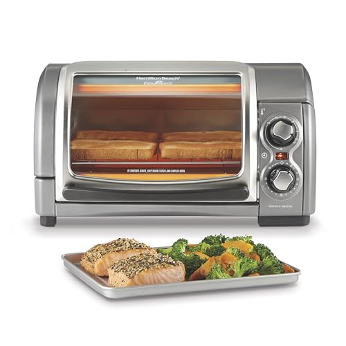 Hamilton Beach Easy Reach 4-Slice Countertop Toaster Oven With Roll-Top Door, 1200 Watts, Fits 9" Pizza