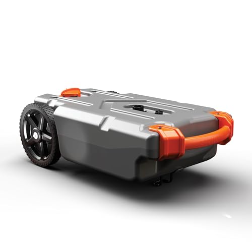 Camco Rhino 21-Gallon RV Portable Waste Tank - Features Large Heavy-Duty No-Flat Wheels & Low Drain Hole - Includes Removable Steel Tow Adapter, 3’ Sewer Hose & More RV Accessories (39002)