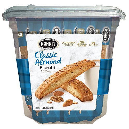 Nonni's Originali Classic Almond Biscotti Cookies – Individually Wrapped Italian Coffee Snack, Crunchy Twice-Baked, 80 Cal Each, 17.25 oz Carton