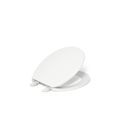 KOHLER 20111-0 Brevia, Slow Close Toilet Seat, Round Toilet Seat, Grip-Tight Bumpers Quick-Attach Hardware, White