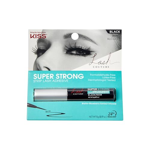 KISS Lash Couture, Lash Glue, Super Strong Strip Lash Adhesive, Black, Includes Lash Adhesive, Long Lasting Wear, Can Be Used with Strip Lashes and Lash Clusters