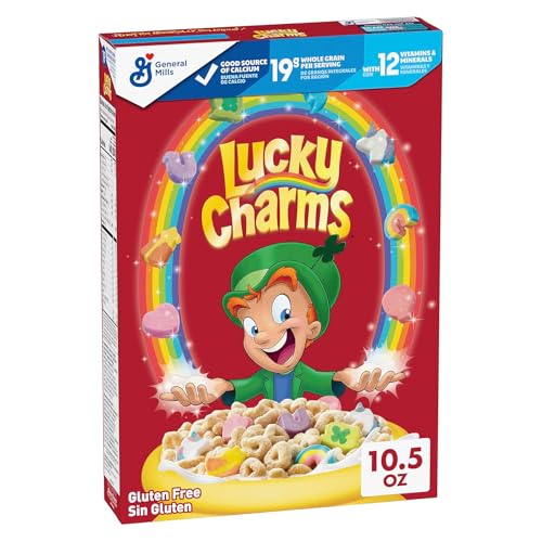 Lucky Charms Gluten Free Cereal with Marshmallows, Kids Breakfast Cereal, Made with Whole Grain, 10.5 oz