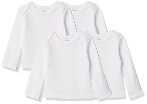Hanes Ultimate Baby Flexy 4 Pack Long Sleeve Crew Tees, Diamond White, 18M-24M