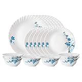 Larah by Borosil Mimosa Opalware Dinner Set 18 Pieces White