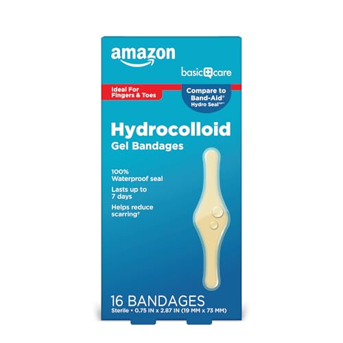 Amazon Basic Care Advanced Fast Healing Hydrocolloid Gel Bandages, Fingers & Toes, 16 ct