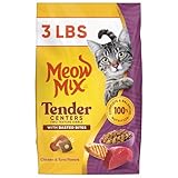 Meow Mix Tender Centers Basted Bites Chicken and Tuna Flavor, 3 Pound, Crunchy Outside Meaty Inside