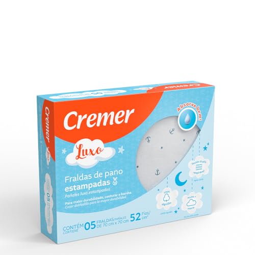 Cremer Fralda Luxo Estampa Masculina Pc Com 5 Unidades (Embalagem Pode Variar)